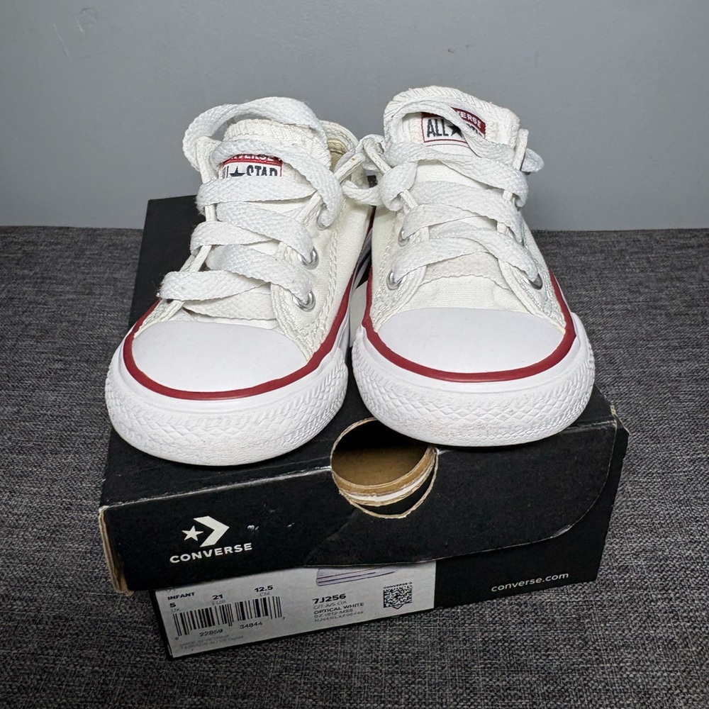 Converse Kids White and Red Sneakers